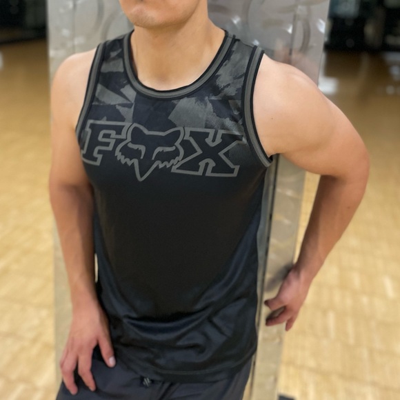 FOX ACTIVE WEAR MEN RACING THICK FABRIC SLEEVELESS TANK TOP SHIRT STRETCHY SPORT - Picture 6 of 16